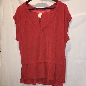 We The Free Oversized V Neck Top In Rust Orange | Size XS